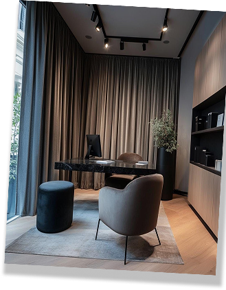 Plush gray velvet texture for modern office curtains.